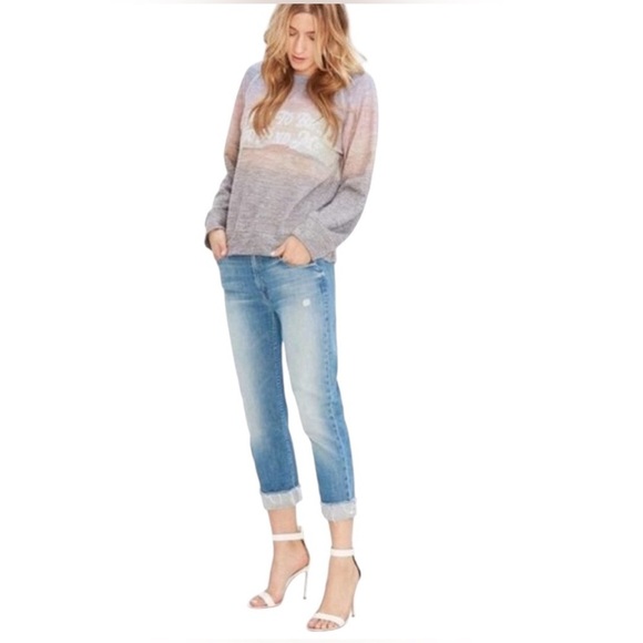 MOTHER - NWT The Dropout Fray ShakeWell  Mid Rise Boyfriend Raw Hem Jeans Sz 27 - Picture 1 of 9